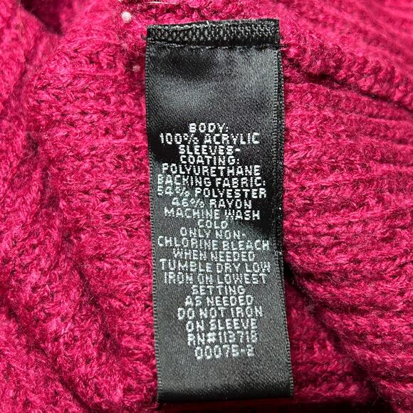 Nicole by Nicole Miller Knit Faux Leather Short Sleeve Sweater Large Fuchsia - Picture 4 of 8